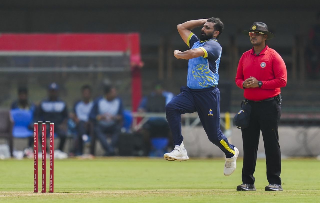 Mohammed Shami looked in good rhythm in his first spell, Bengal vs Chandigarh, Syed Mushtaq Ali Trophy, pre-quarter-final, Bengaluru, December 9, 2024