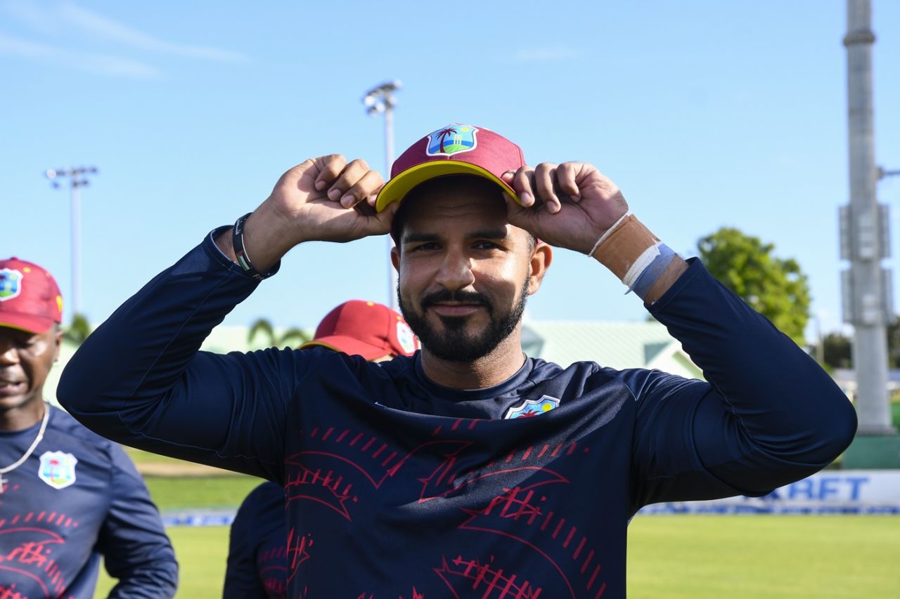 Amir Jangoo poses with his ODI cap, West Indies vs Bangladesh, 3rd ODI, Basseterre, St Kitts, December 12, 2024