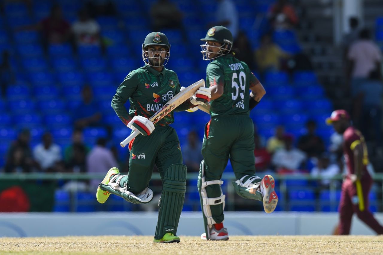 Mehidy Hasan Miraz and Soumya Sarkar added 136 runs for the third wicket, West Indies vs Bangladesh, 3rd ODI, Basseterre, December 12, 2024