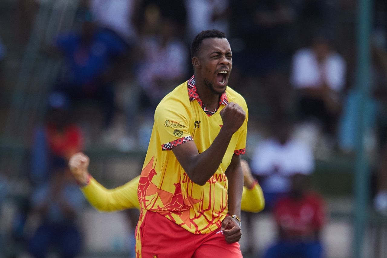 Trevor Gwandu struck with his first ball of the match, Zimbabwe vs Afghanistan, 2nd T20I, Harare, December 13, 2024
