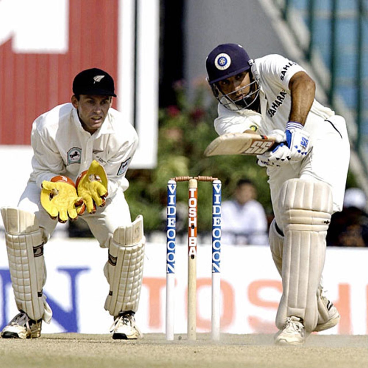 VVS Laxman gets watchfully on the front foot, India v New Zealand, 2nd Test, Mohali, 4th day, October 19, 2003
