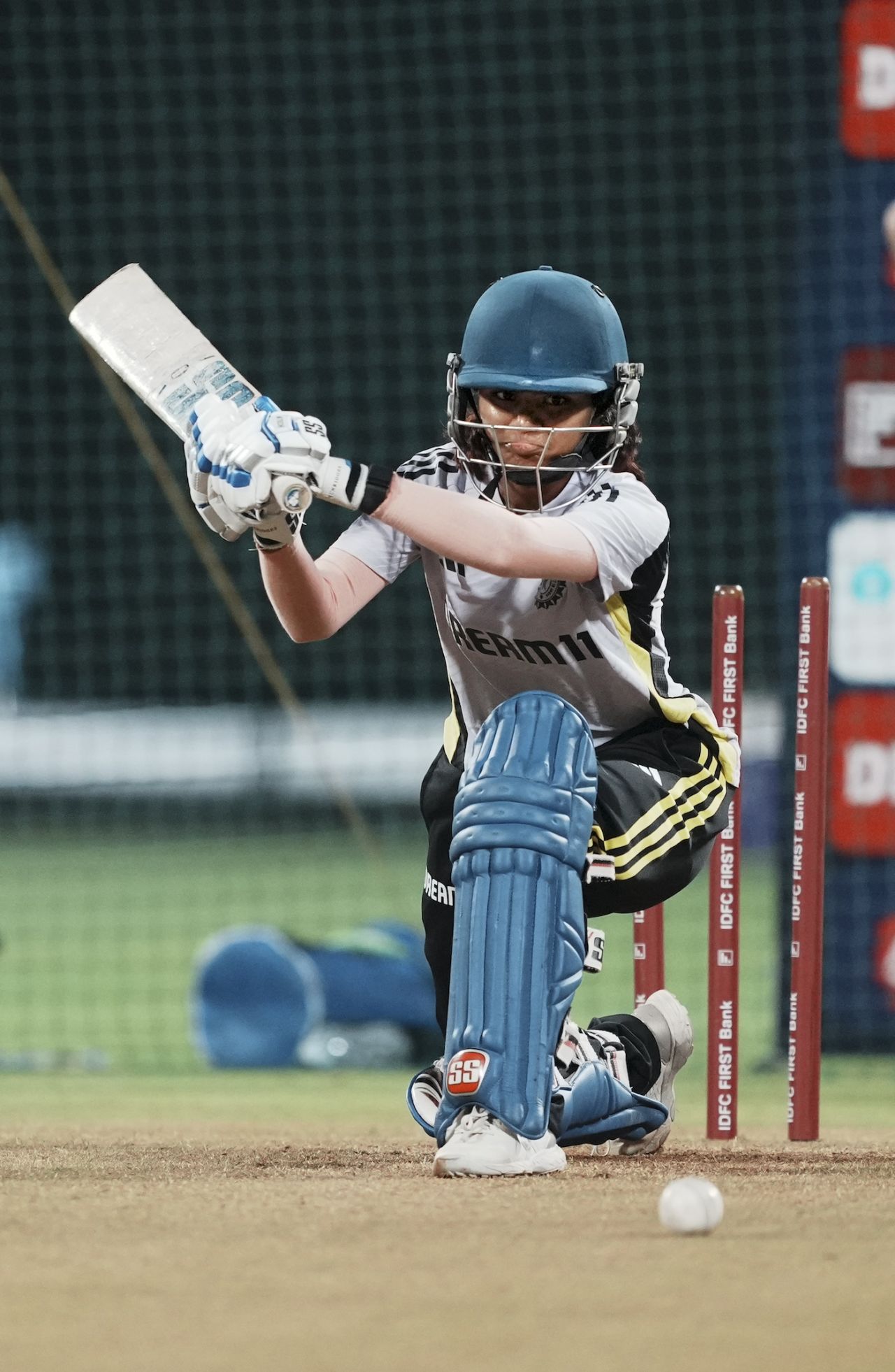 Nandini Kashyap gets down for a sweep, India vs West Indies, 1st T20I, Navi Mumbai, December 14, 2024