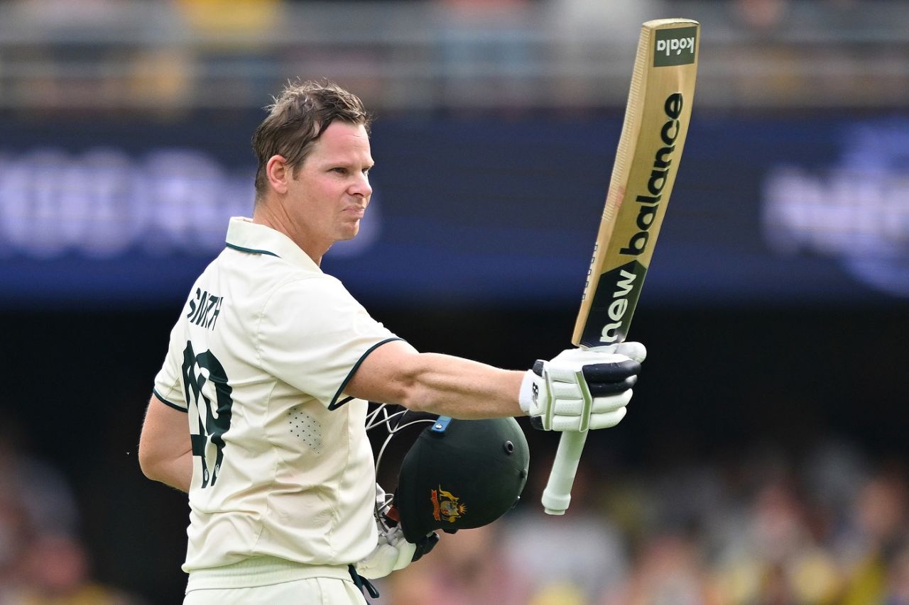 It was a 33rd Test century for Steven Smith, moving up to No. 2 among Australia's ton scorers, Australia vs India, 3rd Test, Brisbane, 2nd day, December 15, 2024