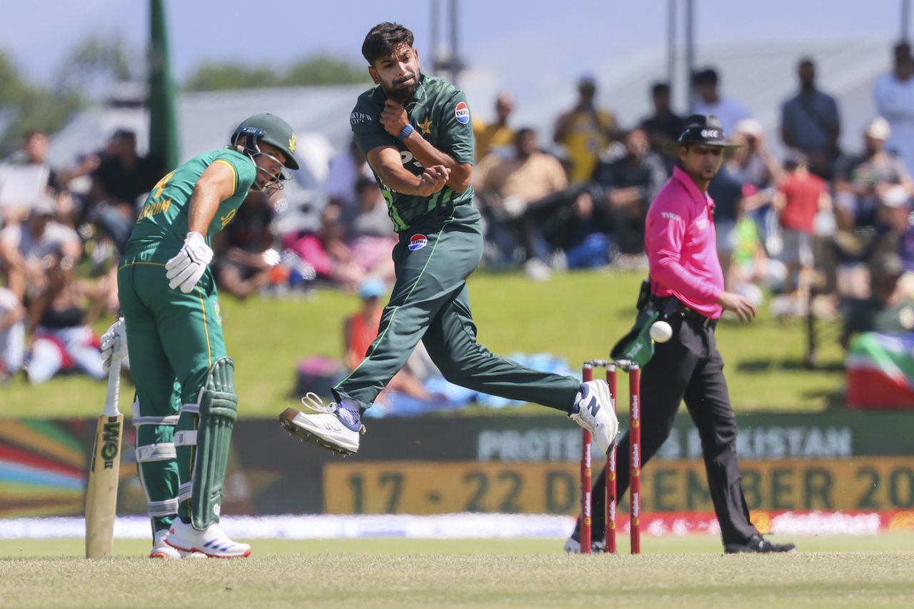 Haris Rauf and Aiden Markram in action, South Africa vs Pakistan, 1st ODI, Paarl, December 17, 2024