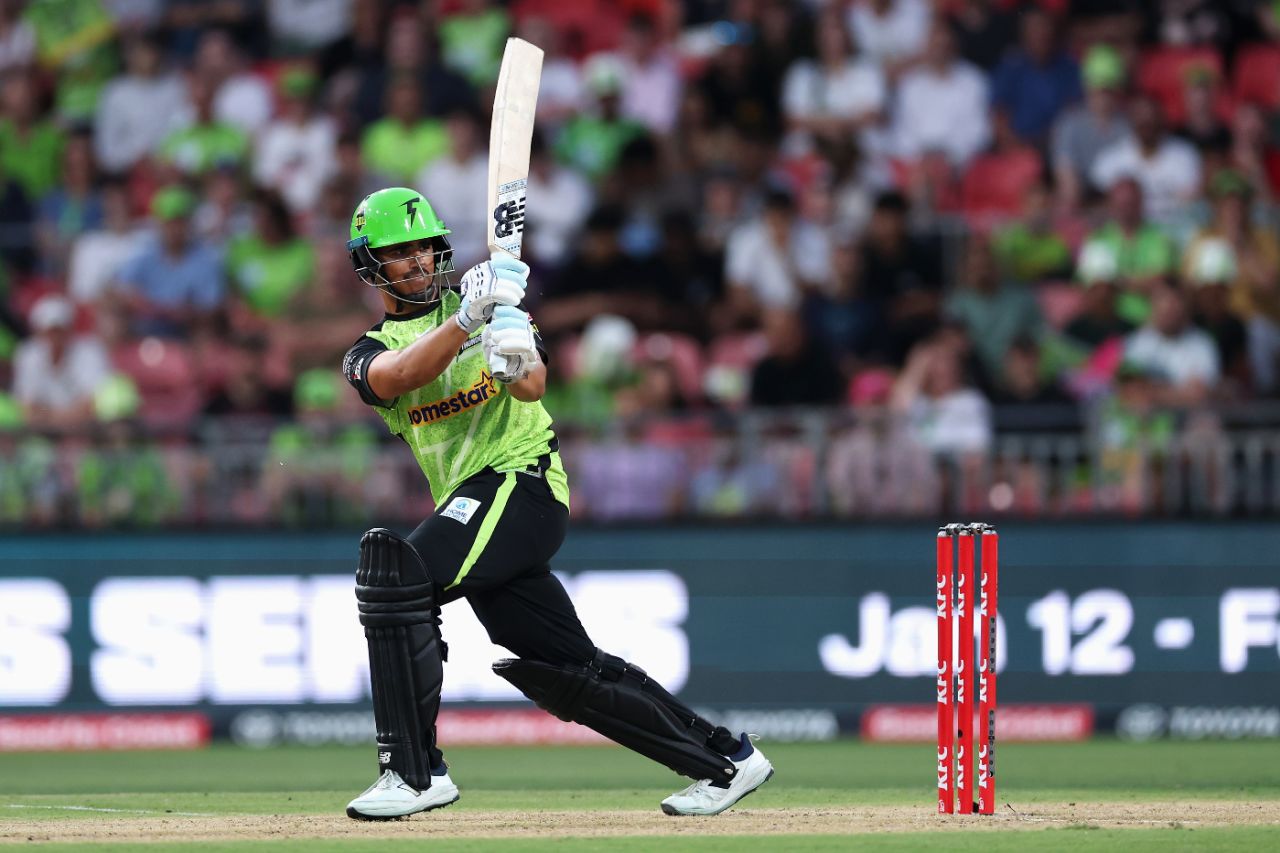 Oliver Davies laid a platform for Sydney Thunder with 47 off 34, Sydney Sixers vs Sydney Thunder, BBL, Sydney Showground Stadium, December 21, 2024
