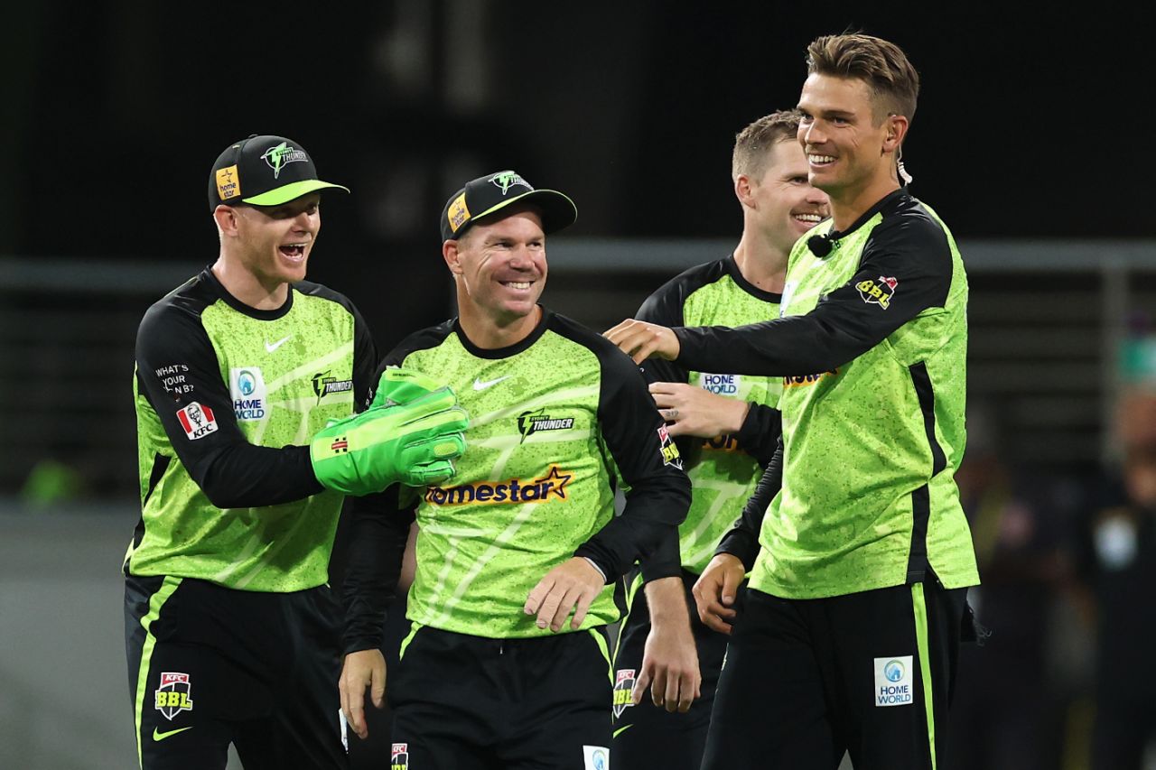 A bit of magic in the field from David Warner accounted for Jack Edwards, Sydney Sixers vs Sydney Thunder, BBL, Sydney Showground Stadium, December 21, 2024