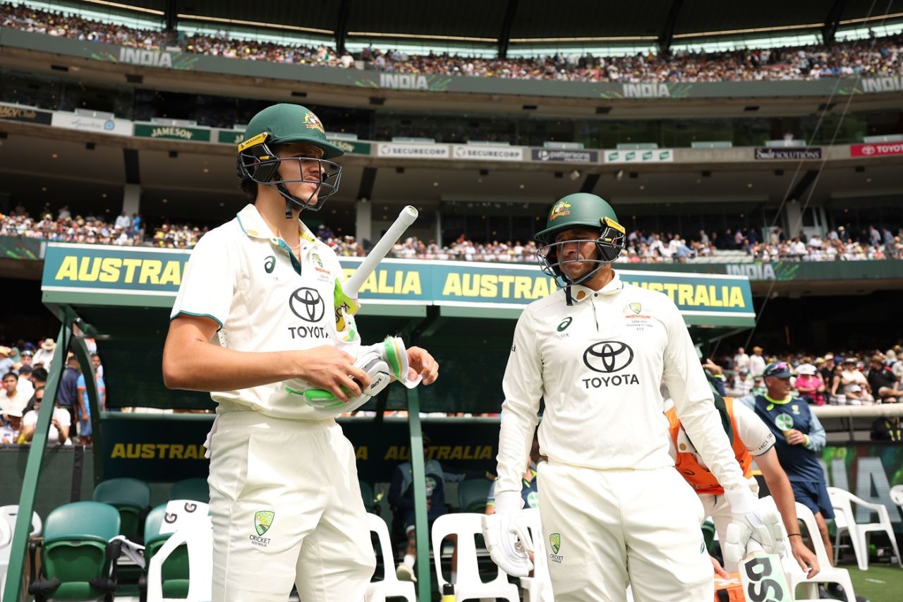 Usman Khawaja and his latest opening partner Sam Konstas walk out to bat, Australia vs India, 4th Test, Day 1, Melbourne, ICC World Test Championship, December 26, 2024