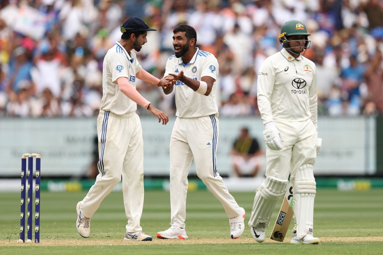 Jasprit Bumrah removed Usman Khawaja for 57, Australia vs India, 4th Test, Day 1, Melbourne, ICC World Test Championship, December 26, 2024 | sportzpoint.com