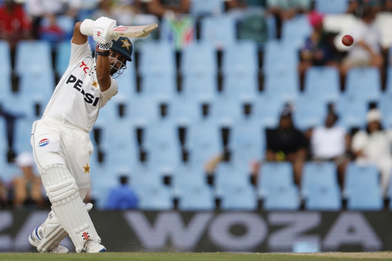 Saud Shakeel hit crucial runs with the lower order, South Africa vs Pakistan, 1st Test, Centurion, 3rd day, December 28, 2024