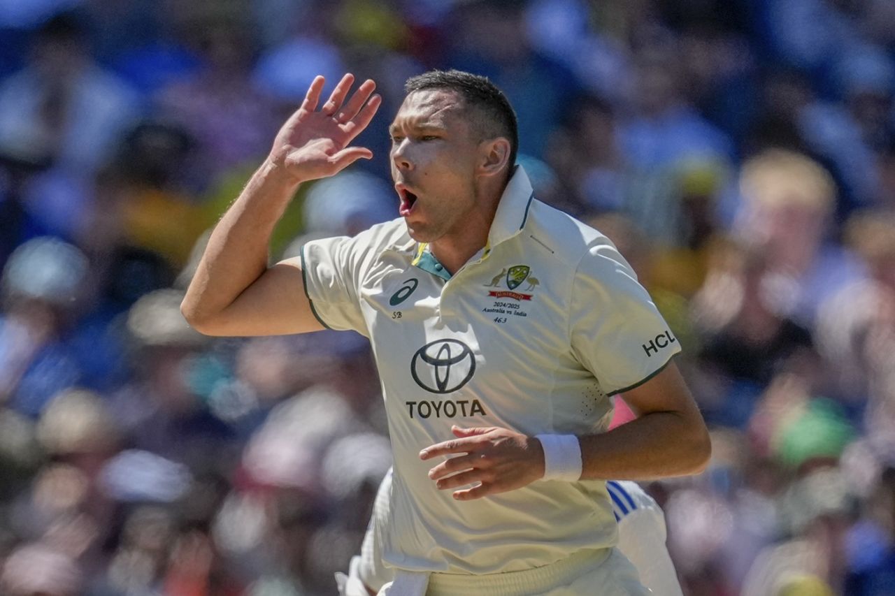 Scott Boland reacts in the field, Australia vs India, 4th Test, Melbourne, ICC World Test Championship, Day 5, December 30, 2024
