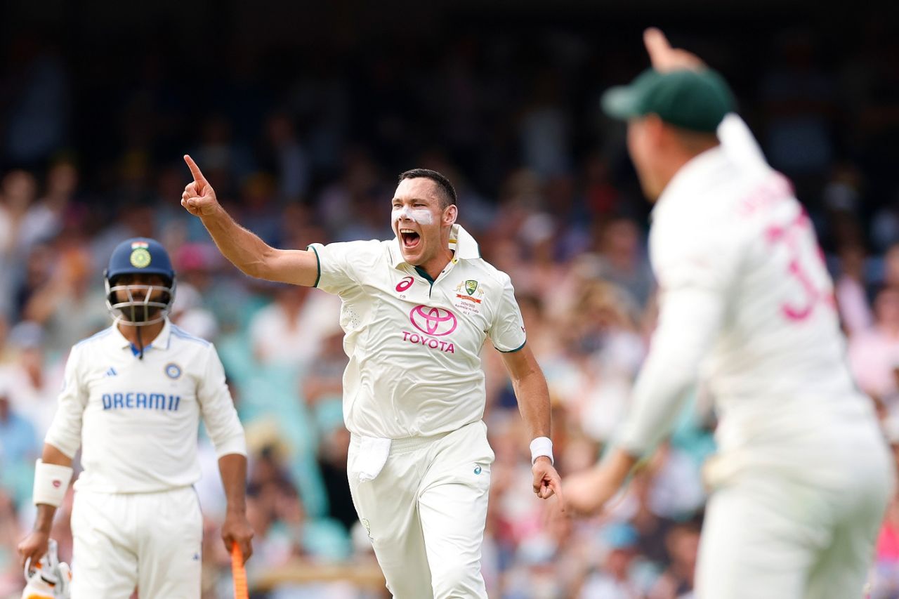 Scott Boland celebrates after dismissing Nitish Kumar Reddy, Australia vs India, 5th Test, Sydney, 1st day, January 3, 2025