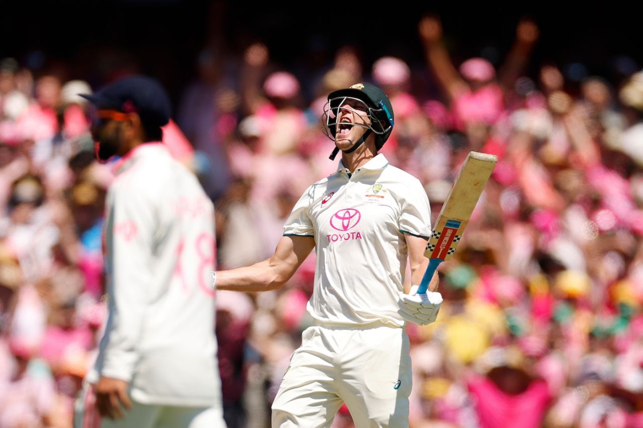 Beau Webster, the debutant, roars after hitting the winning runs, Australia vs India, 5th Test, Sydney, 3rd day, January 5, 2024