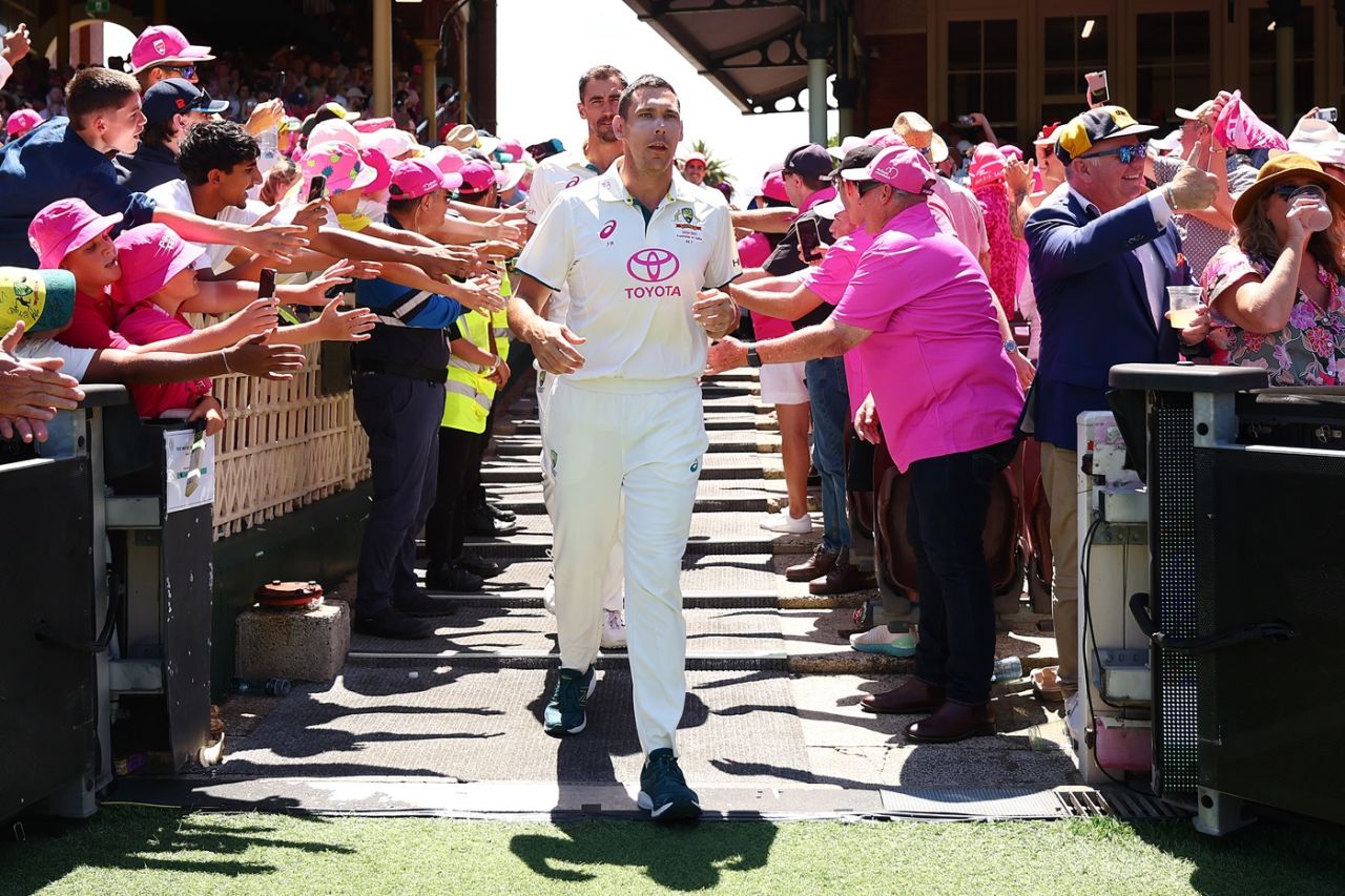 Scott Boland makes his way out after the win, Australia vs India, 5th Test, Sydney, 3rd day, January 5, 2024