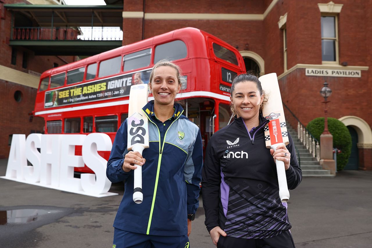 Ash Gardner and Tammy Beaumont at the launch of the Women's Ashes, SCG, January 8, 2025