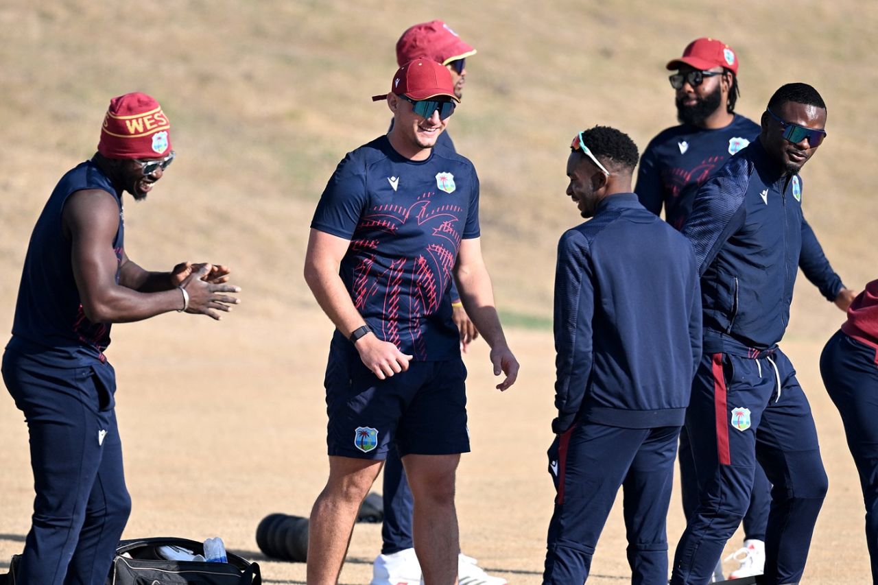 The West Indies players gather around for a training session, Pakistan vs West Indies, Islamabad, January 9, 2025
