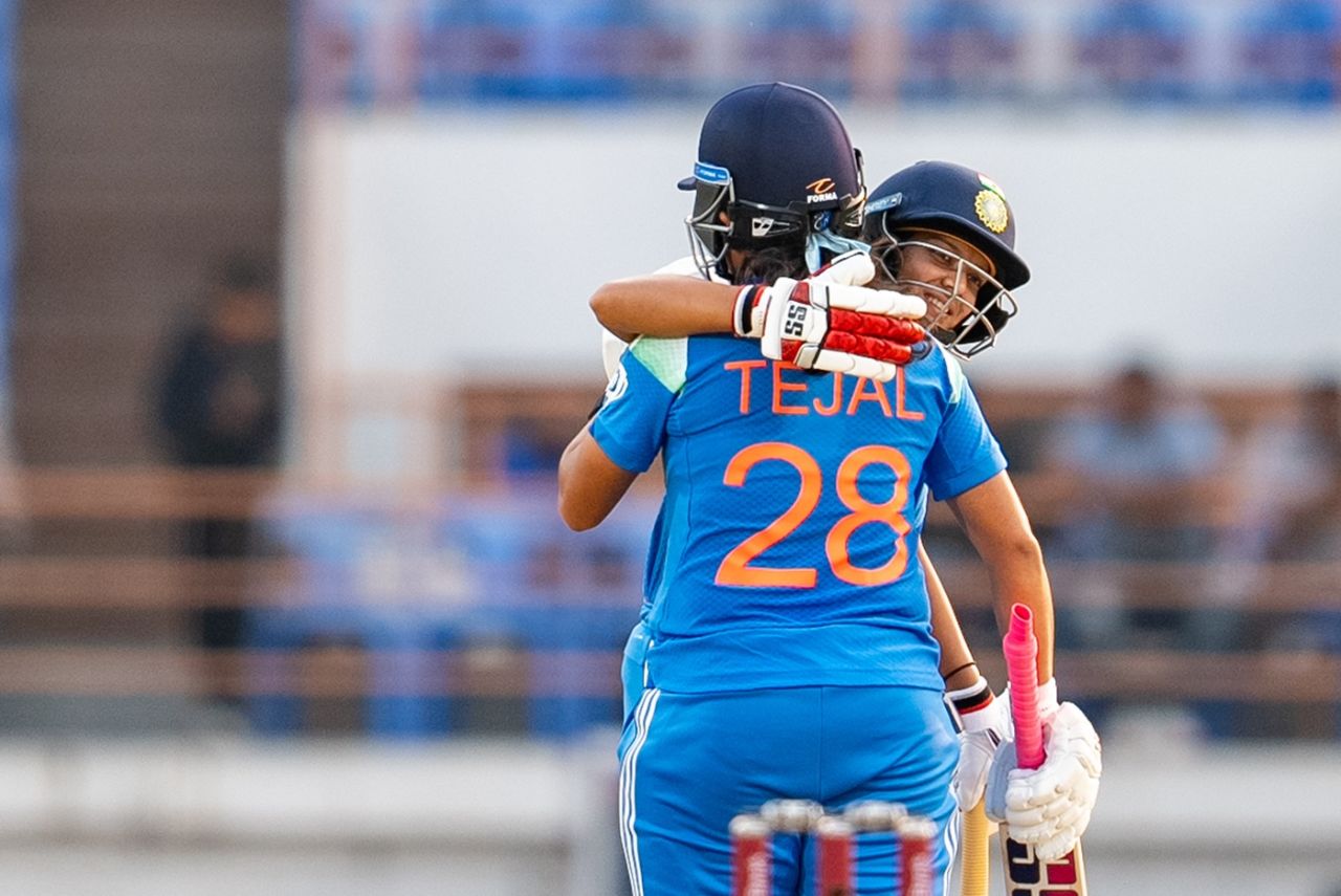 Tejal Hasabnis and Pratika Rawal shared a 116-run stand for the fourth wicket, India vs Ireland, 1st ODI, Rajkot, January 10, 2025