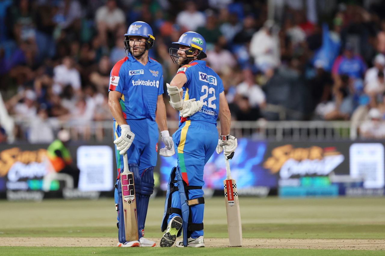 Wiaan Mulder and Kane Williamson added an unbroken 91 runs off 41 balls to take Durban's Super Giants to 209 for 4, Durban's Super Giants vs Pretoria Capitals, SA20 2025, Durban, January 10, 2025