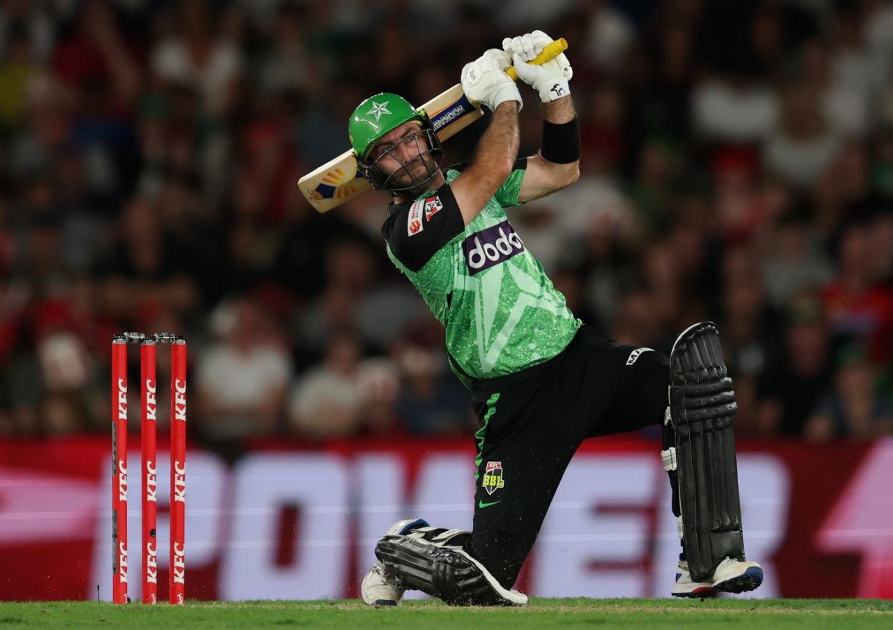 Glenn Maxwell hit ten sixes in his 52-ball 90, Melbourne Renegades vs Melbourne Stars, Docklands Stadium, BBL 2024-25, January 12, 2025