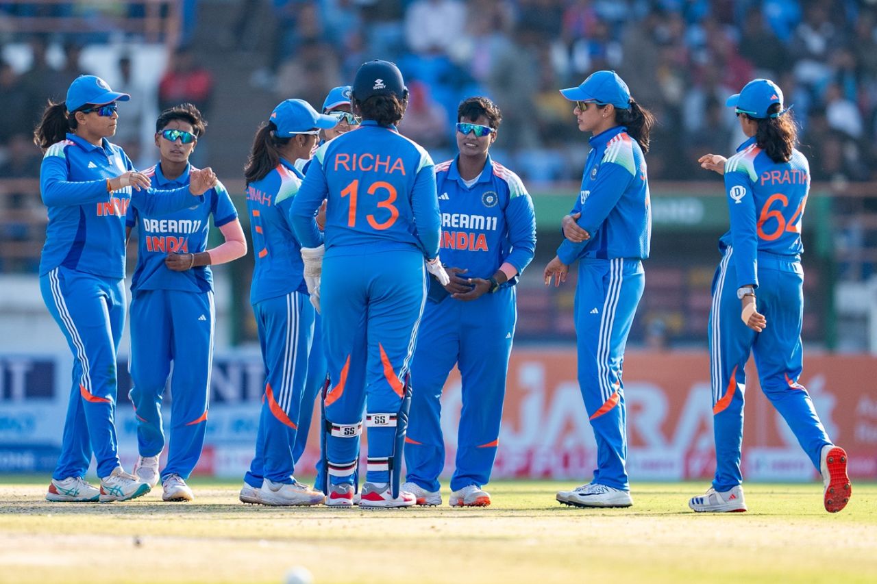 India celebrate after Deepti Sharma dismissed Sarah Forbes, India vs Ireland, 2nd Women's ODI, Rajkot, January 12, 2025