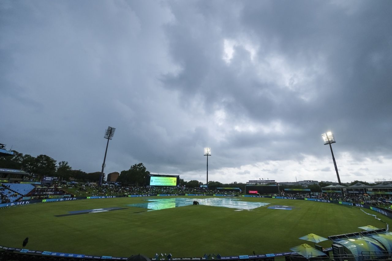 Rain delayed the start of play, Pretoria Capitals vs Durban's Super Giants, SA20, Centurion, January 12, 2025