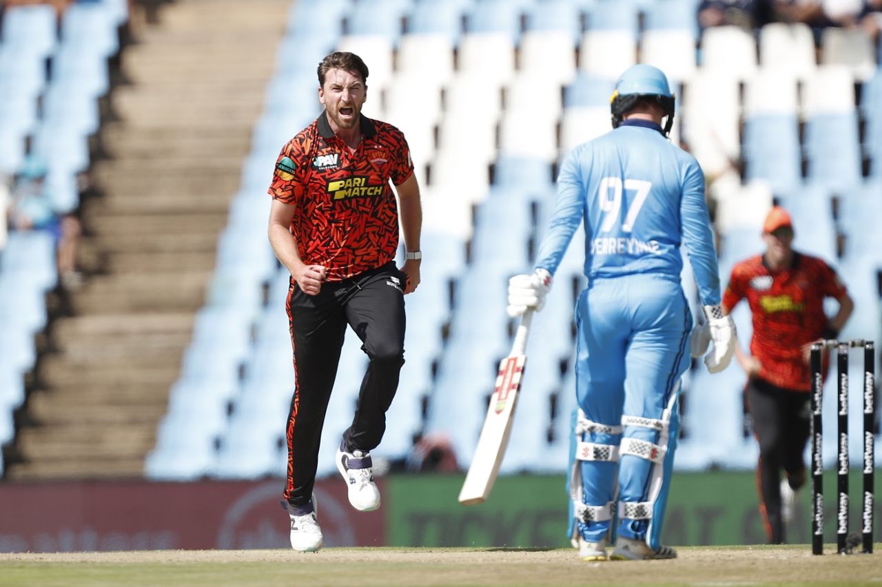 Richard Gleeson struck on the last ball of the powerplay, Pretoria Capitals vs Sunrisers Eastern Cape, SA20, Centurion, January 14, 2025