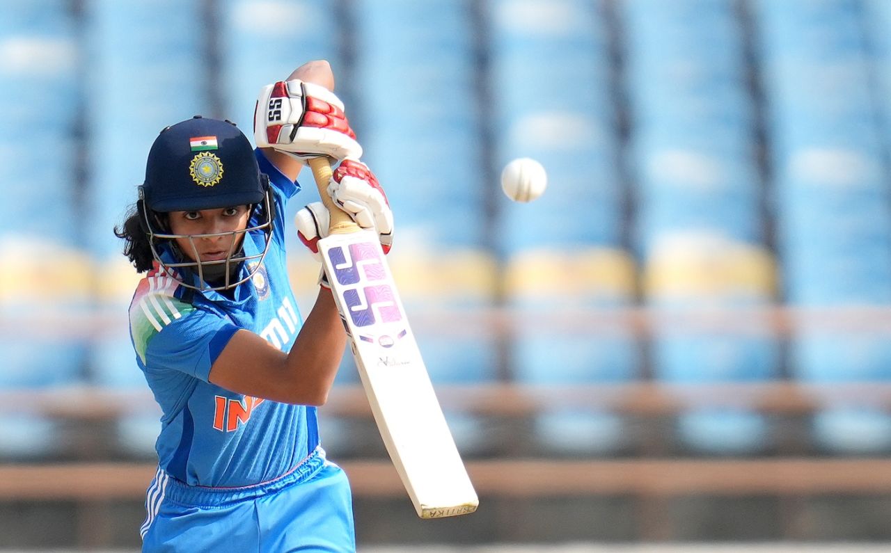 Pratika Rawal was the quicker of the two openers at the start, India vs Ireland, 3rd ODI, Rajkot, January 15, 2025