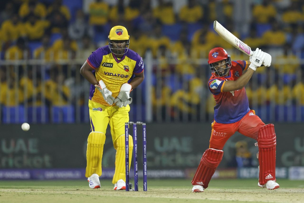 Shai Hope hits down the ground, Sharjah Warriorz vs Dubai Capitals, ILT20 2025, Sharjah, January 17, 2025