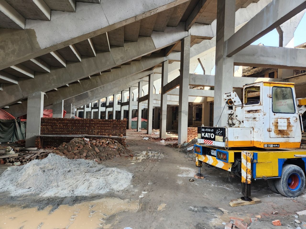 The Imran Khan enclosure at Gaddafi Stadium is being renovated ahead of the Champions Trophy, Lahore, January 23, 2025