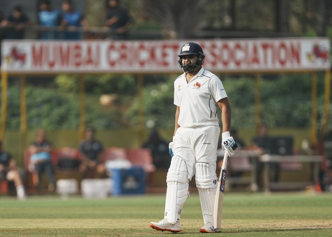 Rohit Sharma walks back for 3, Mumbai vs Jammu and Kashmir, Sharad Pawar Cricket Academy, day 1, Ranji Trophy, January 23, 2025
