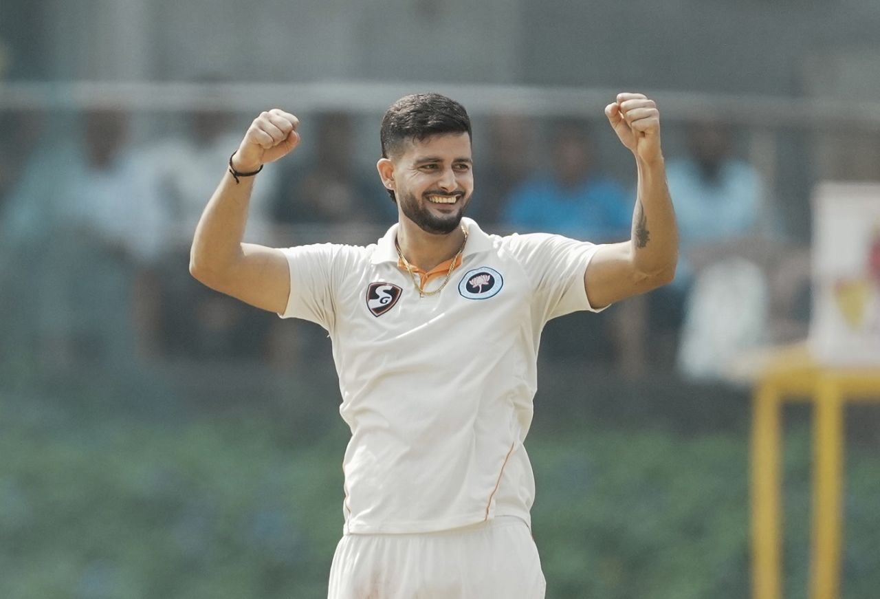 Yudhvir Singh picked up four wickets in the innings, Mumbai vs Jammu and Kashmir, Sharad Pawar Cricket Academy, day 1, Ranji Trophy, January 23, 2025