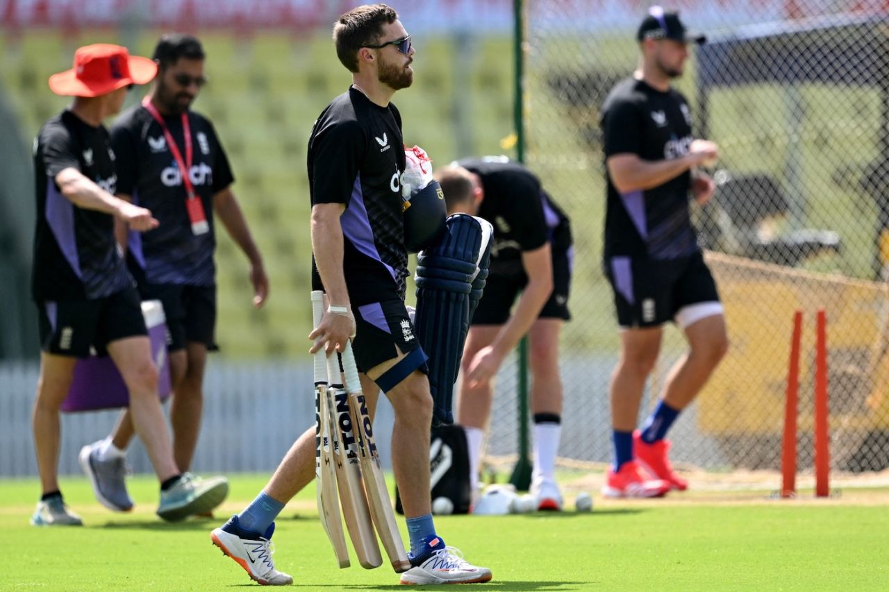 Phil Salt walks towards the nets on the eve of the second T20I against India, Chennai, January 24, 2025