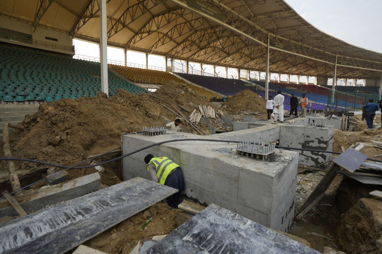 The stands at the National Stadium get a make over, Karachi, January 28, 2025