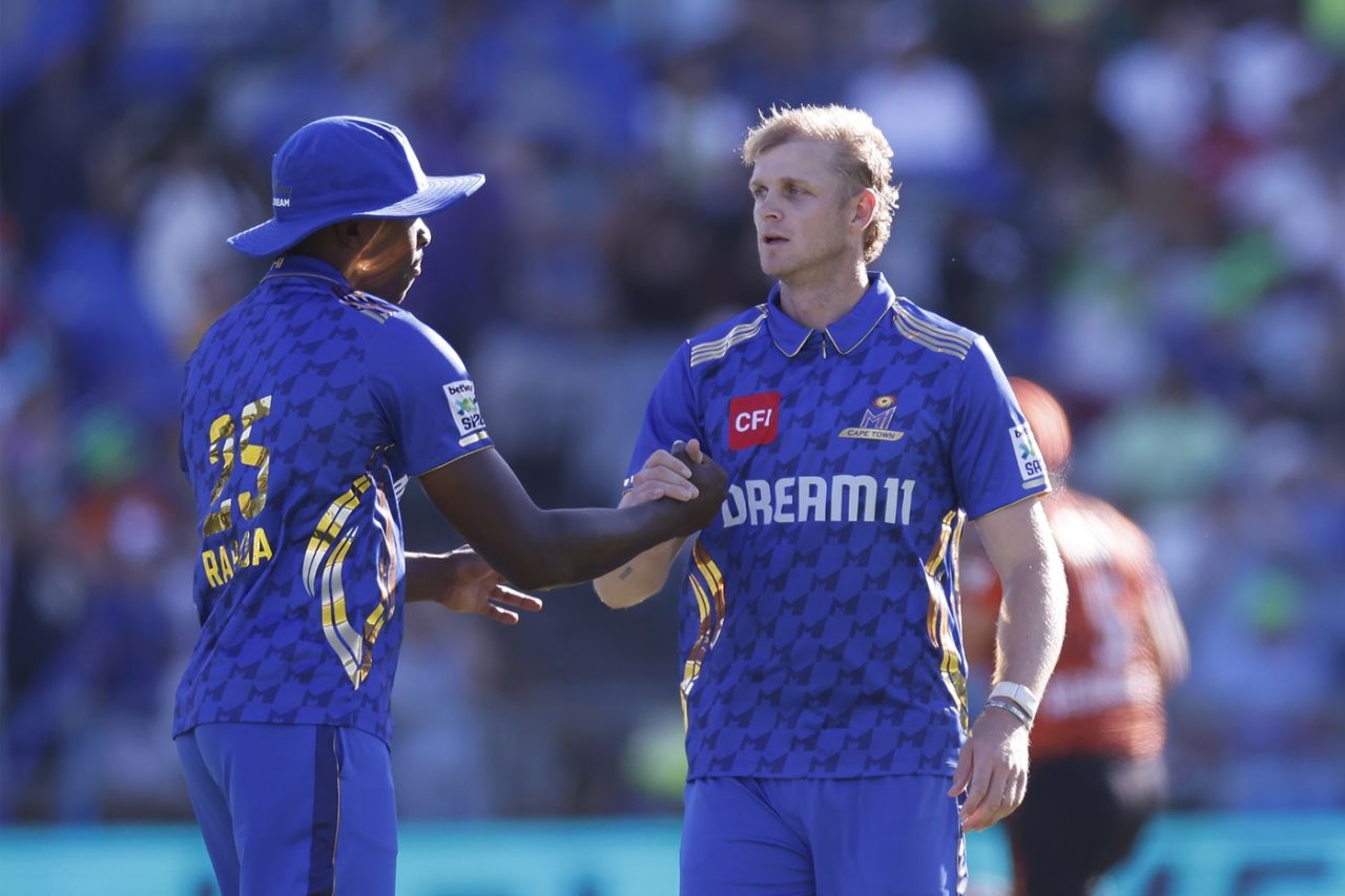Corbin Bosch picked two wickets to rattle Sunrisers Eastern Cape, MI Cape Town vs Sunrisers Eastern Cape, SA20 2025, Cape Town, January 29, 2025