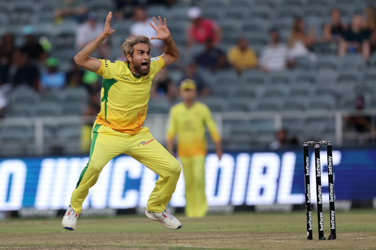Imran Tahir spared no effort with the celebration after getting Dinesh Karthik, Joburg Super Kings vs Paarl Royals, Johannesburg, SA20, January 30, 2025
