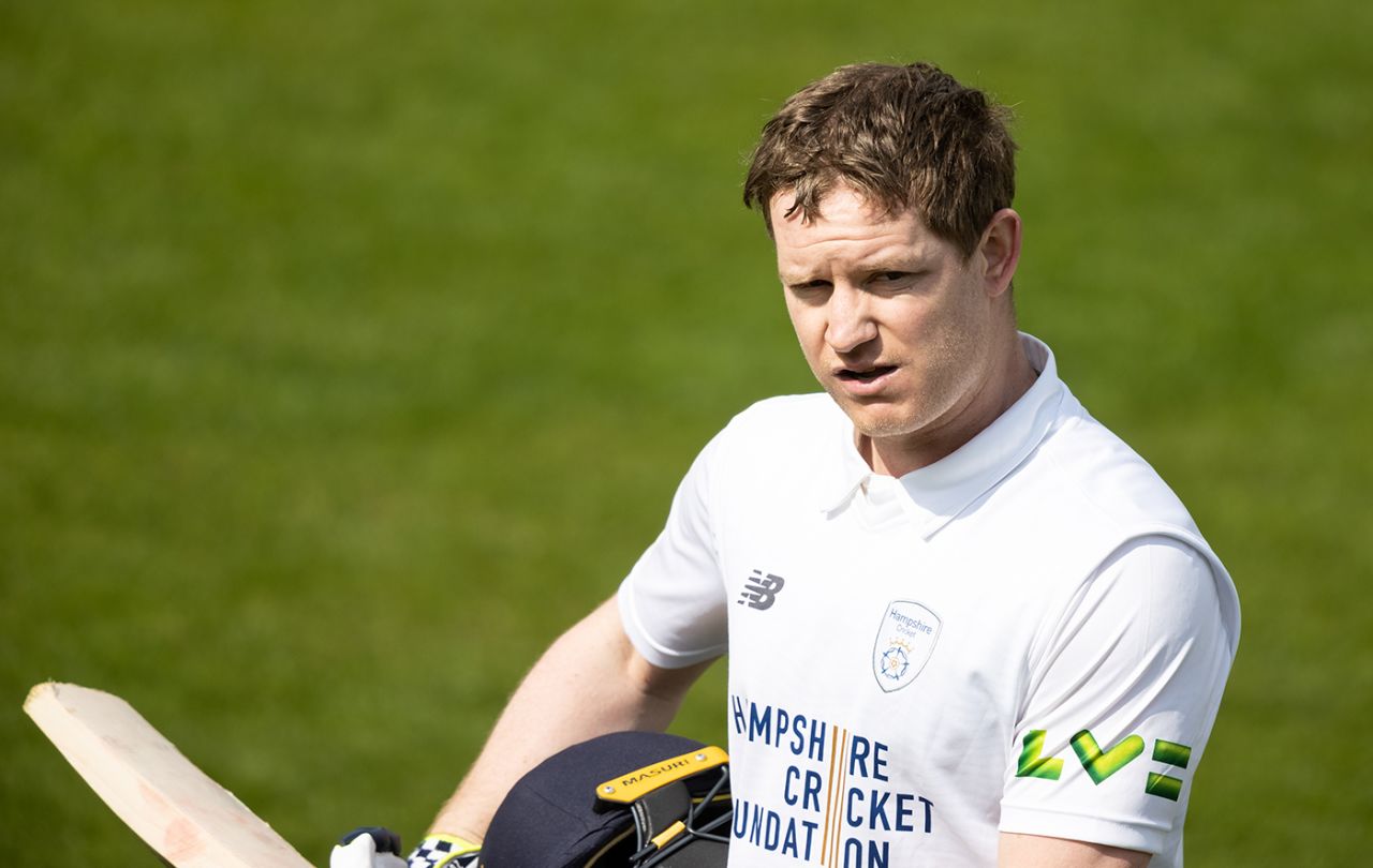 Ben Brown leaves the field after being dismissed, Northamptonshire vs Hampshire, LV= County Championship, Wantage Road, April 21, 2023