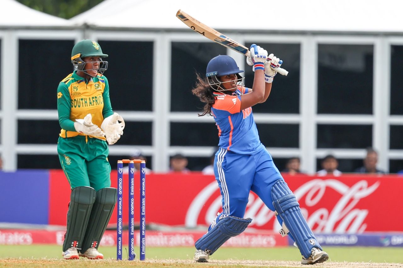 Gongadi Trisha hits out, India vs South Africa, Under-19 Women's T20 World Cup final, Kuala Lumpur, February 2, 2025