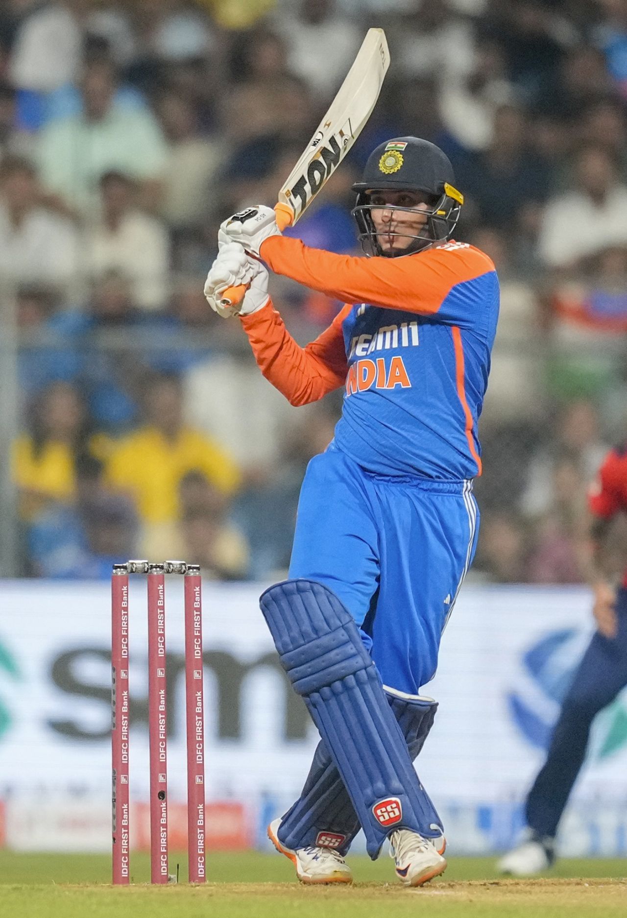 Abhishek Sharma lays into a pull, India vs England, 5th T20I, Wankhede Stadium, Mumbai, February 2, 2025
