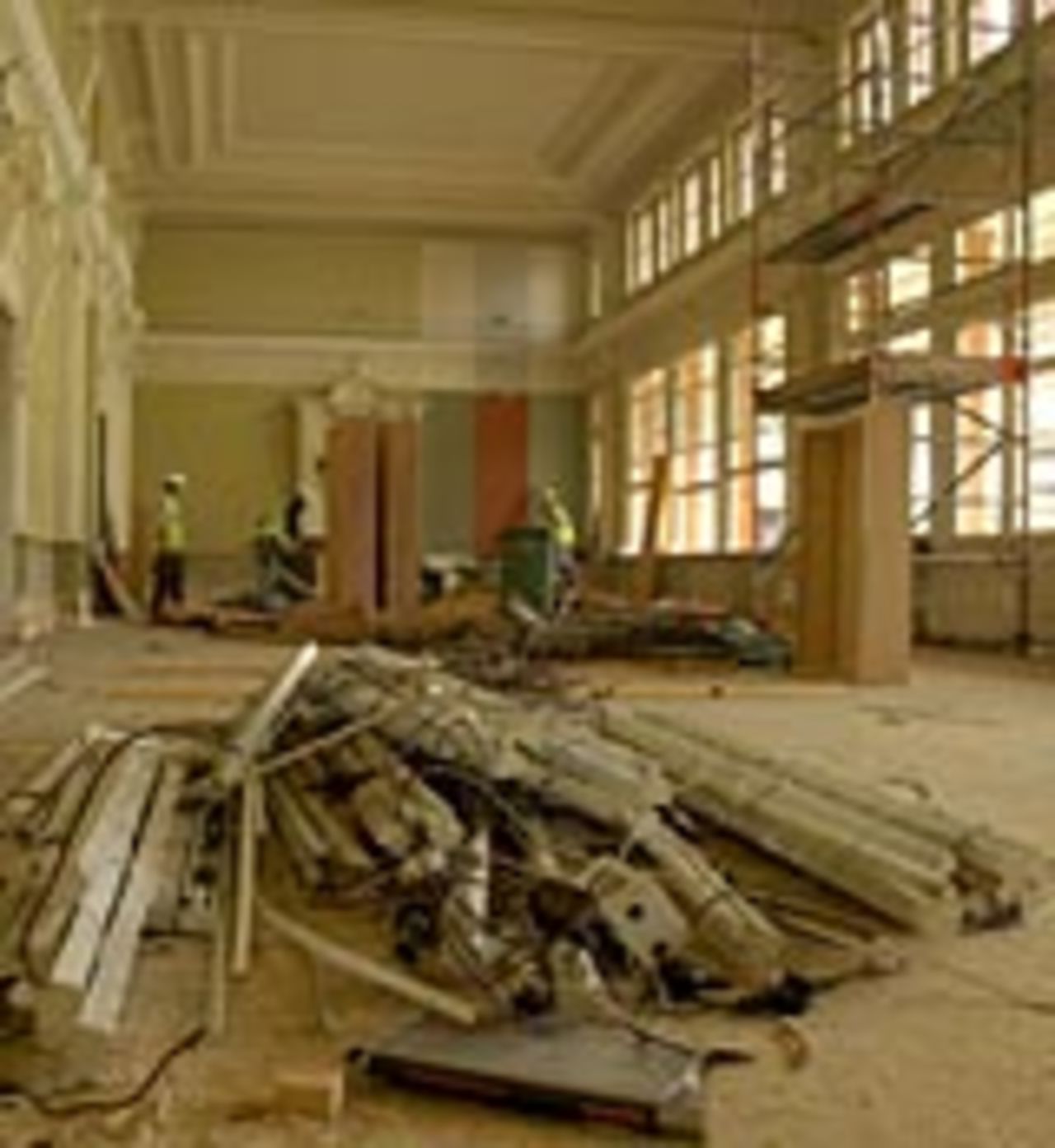 Refurbishment work underway inside the pavilion at Lord's, October 2004