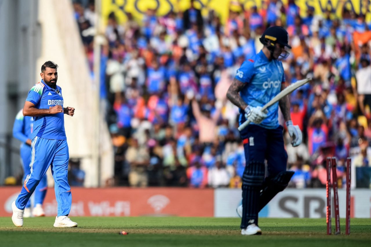 Mohammed Shami got his first wicket when he smashed Brydon Carse's stumps, India vs England, 1st ODI, Nagpur, February 6, 2025