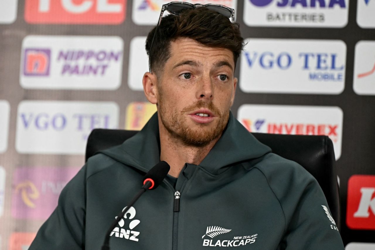 Mitchell Santner speaks at a press conference, Pakistan vs New Zealand, 1st game, Pakistan tri-series, Lahore, February 7, 2025