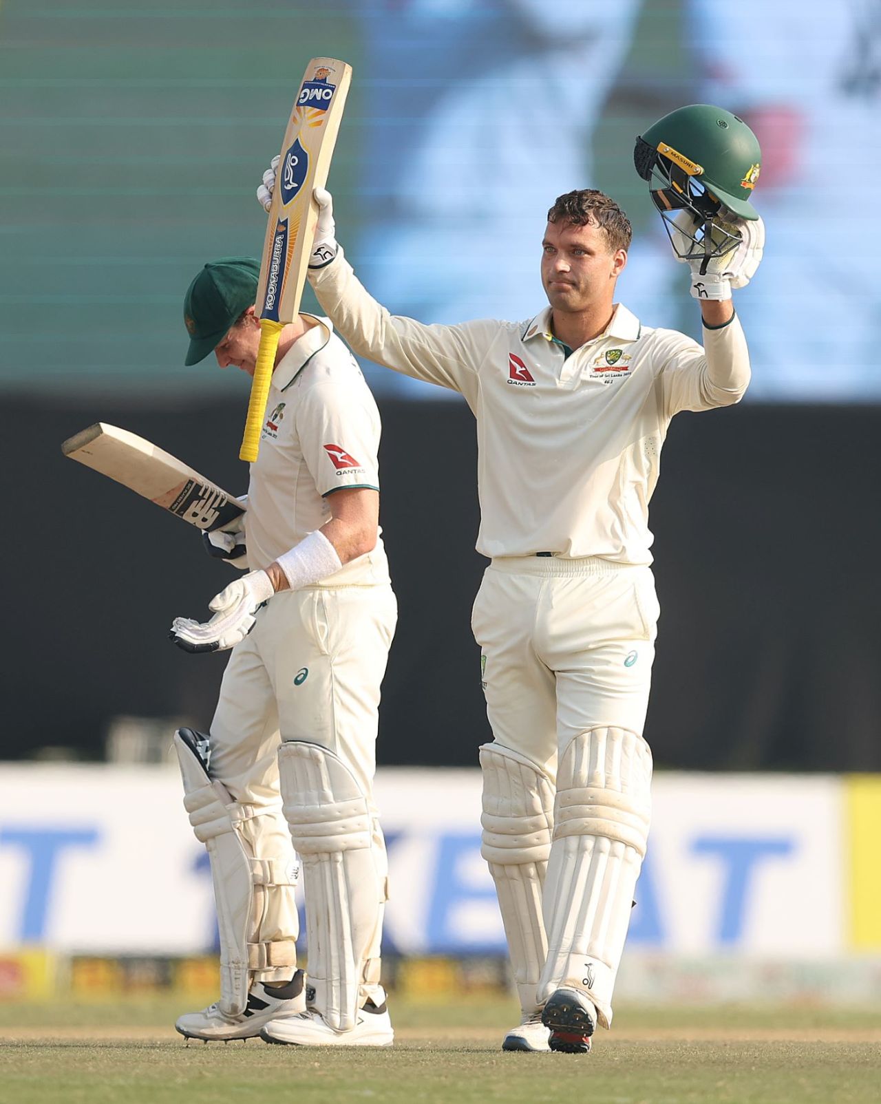 Alex Carey celebrates his second Test century, Sri Lanka vs Australia, 2nd Test, Galle, 2nd day, February 7, 2025