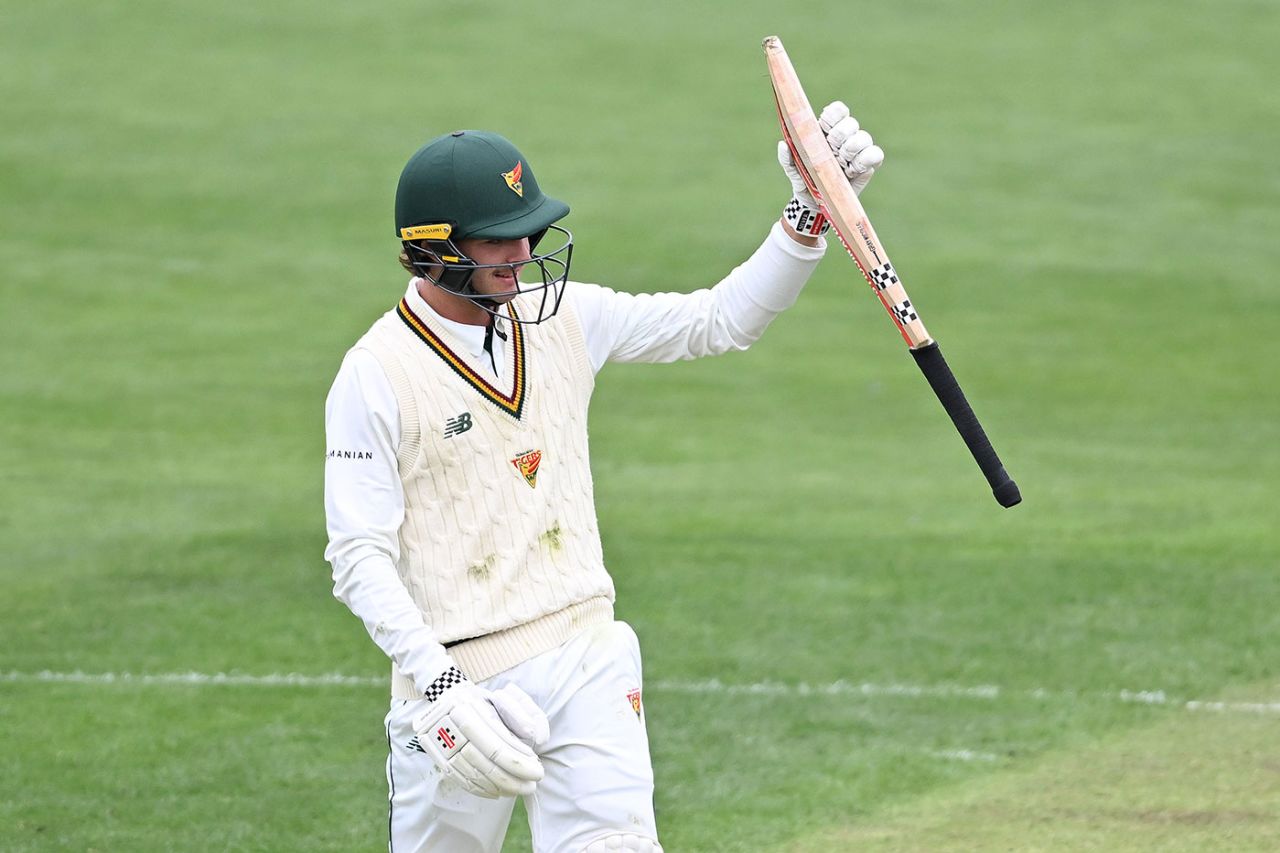 Aidan O'Connor made a half-century on his first-class debut, Tasmania vs Victoria, Sheffield Shield, Hobart, February 8, 2025