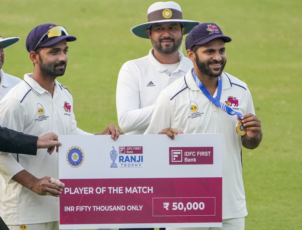 Shardul Thakur won the player of the match award for his all-round show, Haryana vs Mumbai, Ranji Trophy 2024-25, fourth day, Kolkata, February 11, 2025