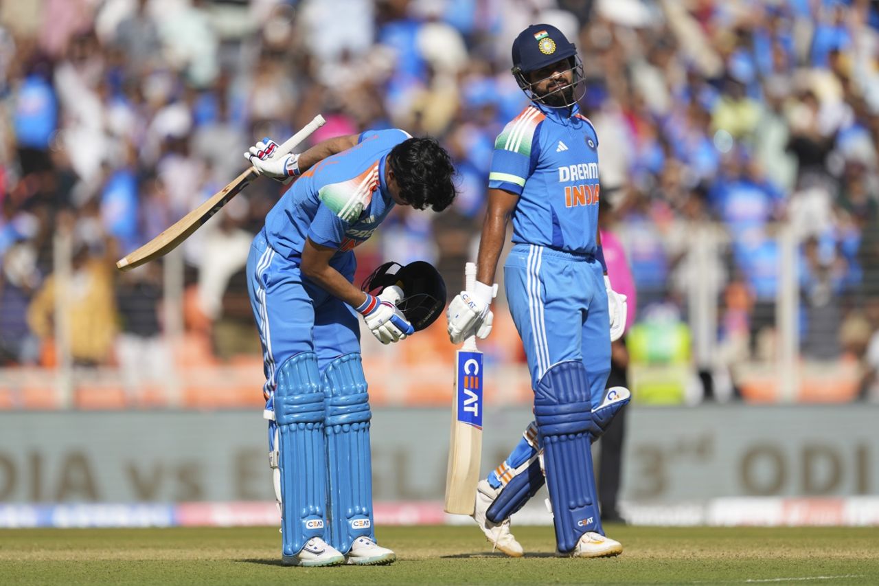 Shubman Gill brought out his trademark century celebration, India vs England, 3rd ODI, Ahmedabad, February 12, 2025