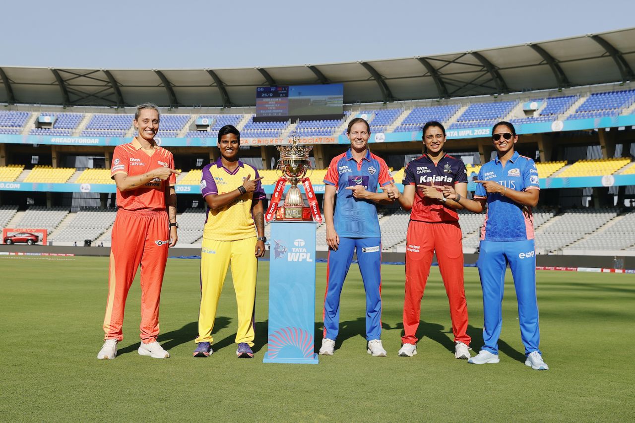 All captains of WPL 2025 pose with the trophy, WPL 2025, February 13, 2025
