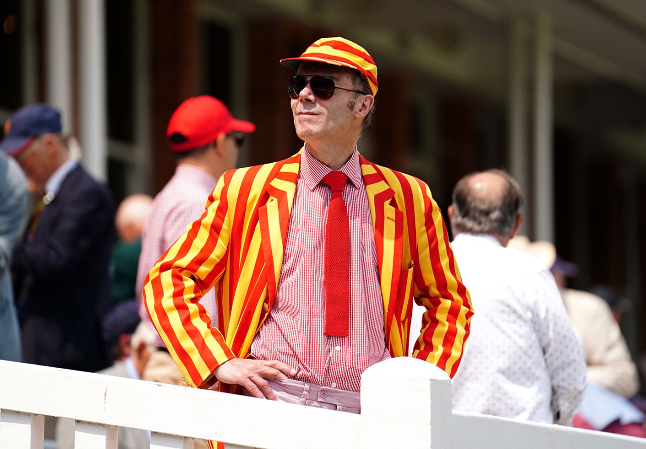 An MCC member sports the club colours, England vs Australia, 2nd Ashes Test, Lord's, 2nd day, June 29, 2023