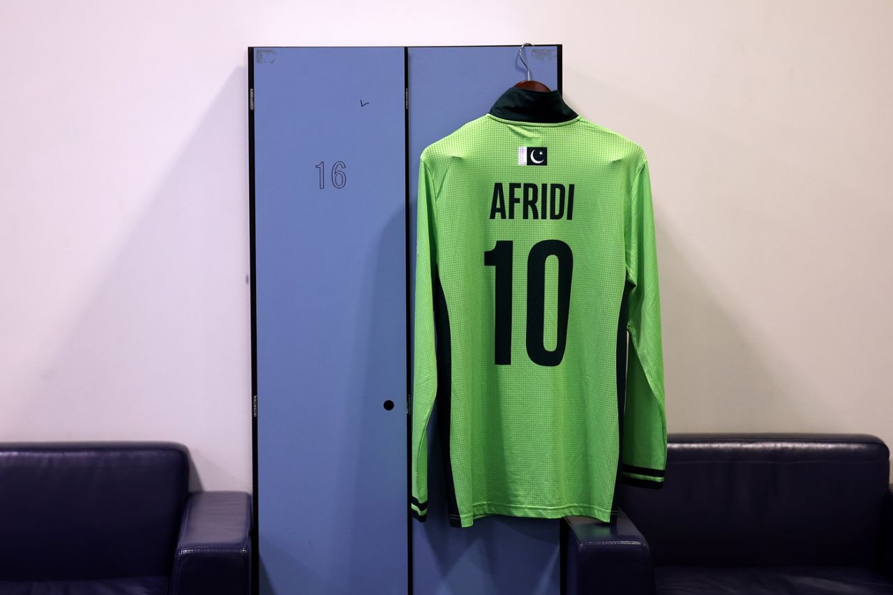 Shaheen Shah Afridi's jersey in the Pakistan dressing room, Pakistan vs India, ICC Men's Champions Trophy, Dubai, February 23, 2025