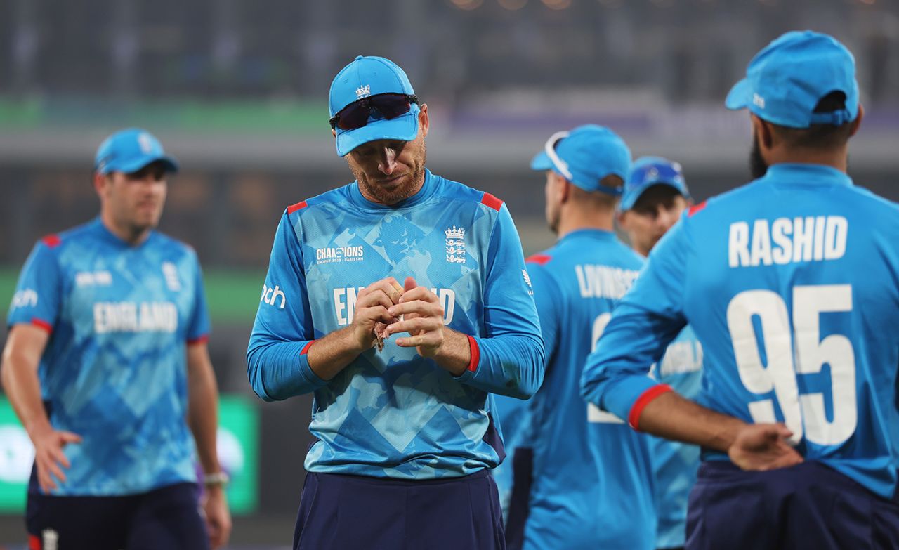 Jos Buttler cut a dejected figure after England's elimination, Afghanistan vs England, Lahore, ICC Champions Trophy, February 26, 2025