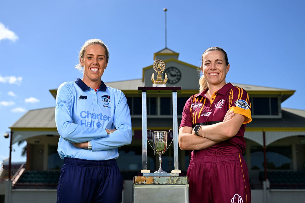 Georgia Adams and Georgia Redmayne ahead of the WNCL final between Queensland and NSW, Allan Border Field, February 28, 2025