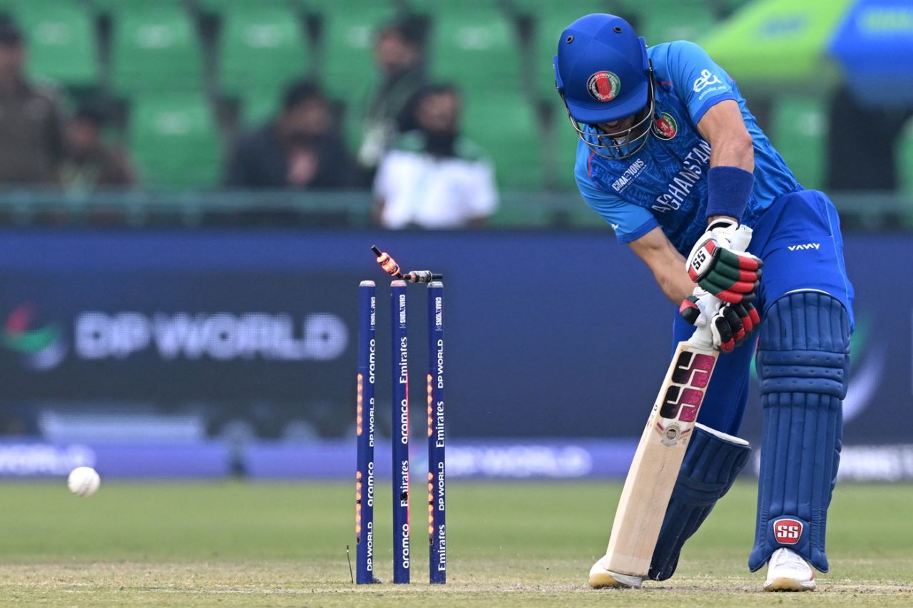 Rahmanullah Gurbaz was yorked out by a Spencer Johnson jaffa, Afghanistan vs Australia, Champions Trophy, Lahore, February 28, 2025